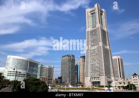View of Minato Mira 21 district and Landmark Tower Yokohama Japan Stock Photo