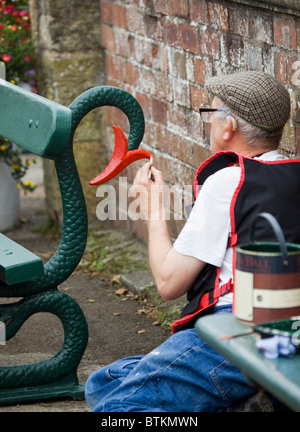 Painting Platform Bench Train Station Pickering North Yorkshire England UK Stock Photo