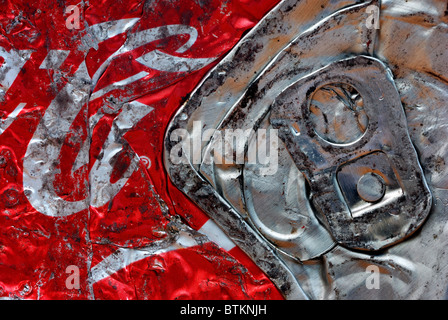 Coca cola can, flattened Stock Photo