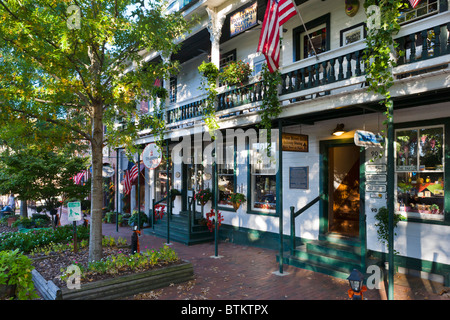 Historic Main Street in Dahlonega with gold rush themed shops