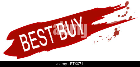 Splash of red color showing the term best buy. All on white background. Stock Photo