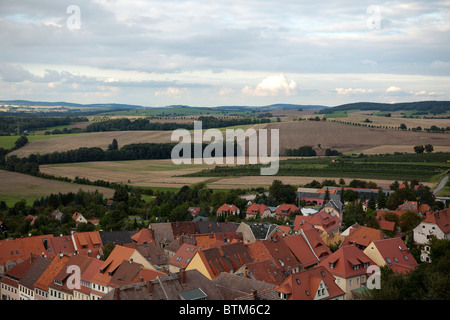 Overlooking the German village of Stolpen in extreme eastern Germany Stock Photo