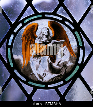 A Stained glass window depicting an angel, Flemish School, circa 17th century Stock Photo