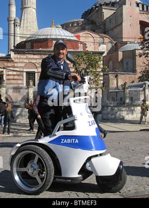 ISTANBUL, TURKEY. A policeman on a T3 Motion ESV outside Haghia Sophia museum in Sultanahmet district. 2010. Stock Photo