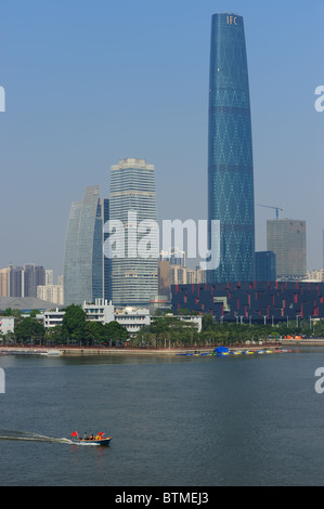 Zhujiang New Town near the Zhujiang River which is the financial district of Guangzhou Stock Photo