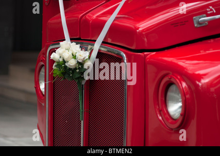 A London double decker bus used for a wedding. UK Stock Photo