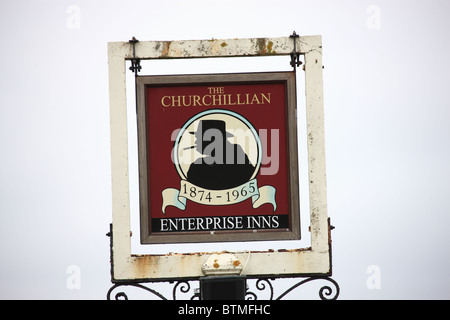 A public house on Portsdown Hill overlooking the city of Portsmouth. Stock Photo