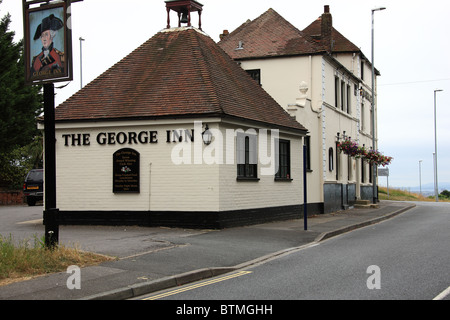 A public house on Portsdown Hill overlooking the city of Portsmouth. Stock Photo