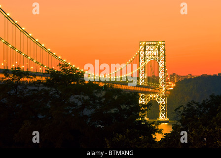 George Washington Bridge New Jersey, at sunset from New York City Stock Photo