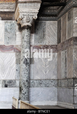 Marble walls, column, and capital in the gallery, Aya Sofya, İstanbul, Turkey 100917 36290 Stock Photo