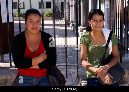 Two young Honduran women in the Spanish colonial town of Gracias, Lempira, Honduras Stock Photo