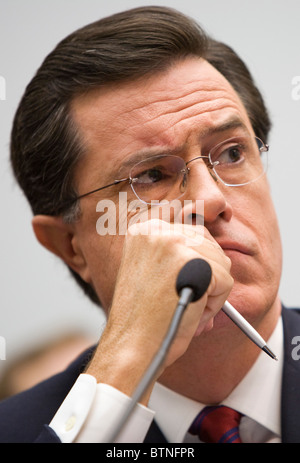 Actor and comedian Stephen Colbert testifies before Congress.  Stock Photo