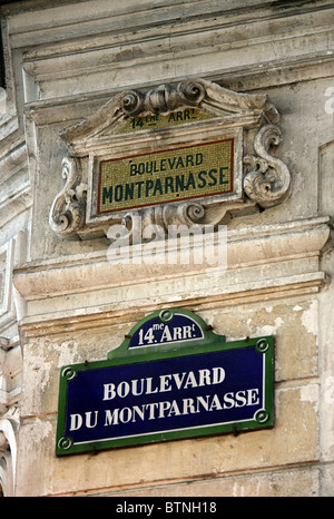 Paris, alternative street names Boulevard du Montparnasse. Stock Photo