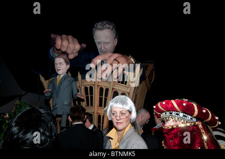 November 5th 2010. Fireworks and bonfire night, Lewes , Sussex. Model of Cameron with Nick Clegg puppet Stock Photo