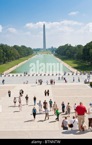 Washington DC - Sep 2009 - View of the Washington Monument from the Lincoln Memorial in Washington DC Stock Photo