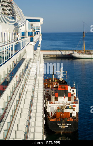 Refueling cruise ship in Valparaiso Port, Chile, South America Stock Photo