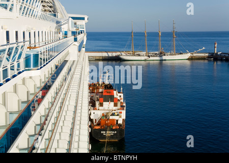 Refueling cruise ship in Valparaiso Port, Chile, South America Stock Photo