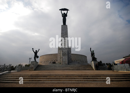 The Liberty Statue on Gellert Hill in Budapest was erected in 1947 in remembrance of the Soviet liberation from Nazi occupation. Stock Photo