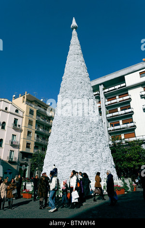 Very big and tall Christmas tree in Salerno, Campania, italy Stock Photo