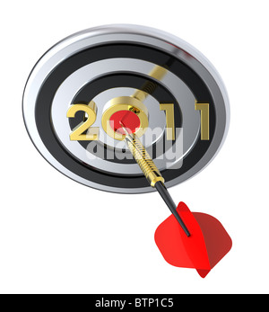 Dart hitting target - New Year 2011 Stock Photo