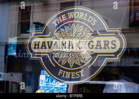 Shop window advertising Havana Cigars Stock Photo