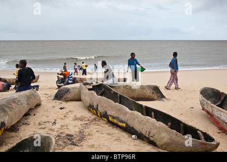 Dugout canoes on the beach in Beira Mozambique Stock Photo