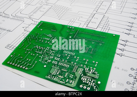 Printed circuit board and schematic Stock Photo