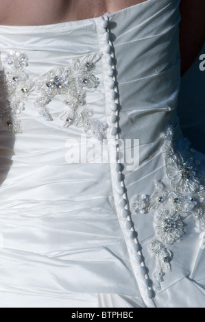 Back detail of a white wedding dress Stock Photo