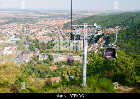 Germany, Harz Mountains, Thale, Rosstrappe cable cars Stock Photo