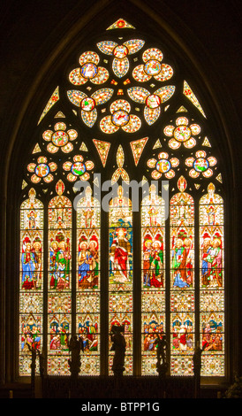 England, North Yorkshire, Ripon Cathedral, Interior stained glass window Stock Photo