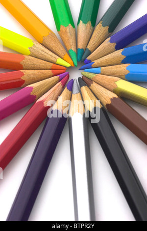 Picture of Color Pencils making a wheel Stock Photo