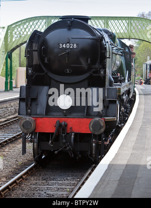 'Eddystone' steam locomotive working on the Swanage Railway.England. Stock Photo