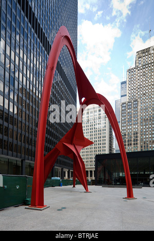 Flamingo, by  Alexander Calder, Federal Plaza, Chicago, Illinois, USA Stock Photo