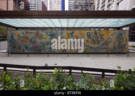 east side of Four Seasons mosaic by Marc Chagall, Chase Tower Plaza, Chicago, Illinois, USA Stock Photo