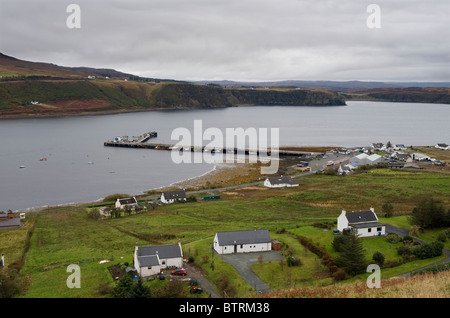 Isle of Syke. The road from Staffin to Uig across the Quiraing in the north of the Island looking down on Idrigill. Stock Photo