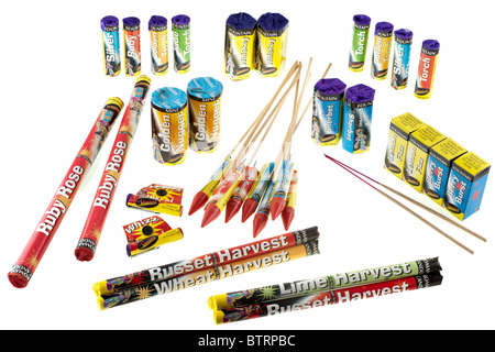 Pile of mixed fireworks Stock Photo