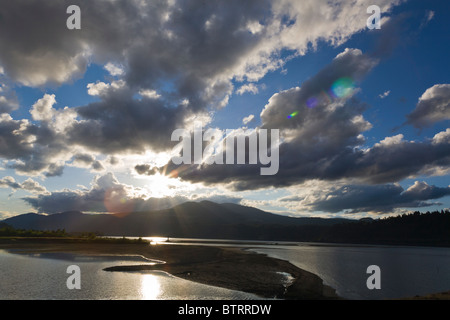 Sunset over the Columbia River Gorge National Scenic Area in Oergon Stock Photo