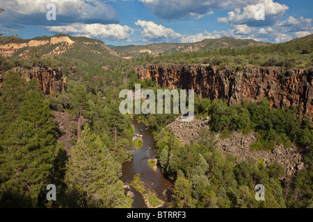 North Fork of the White River flows in canyon on, Fort Apache Indian Reservation, Whiteriver, Arizona, USA Stock Photo