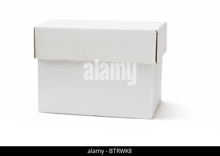 White cardboard storage box on isolated background Stock Photo