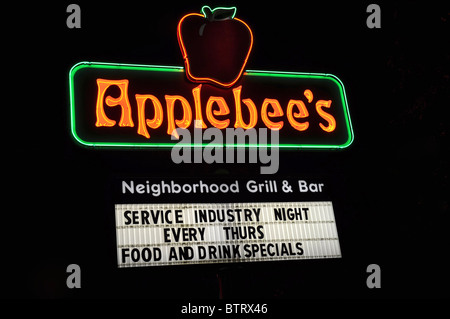 Lighted sign  for the Applebee's restaurant in Annapolis, Maryland Stock Photo