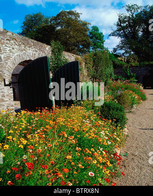 Glin Castle, Co Limerick, Ireland; 18Th Century Castle's Walled Garden With Herbaceous Border Stock Photo