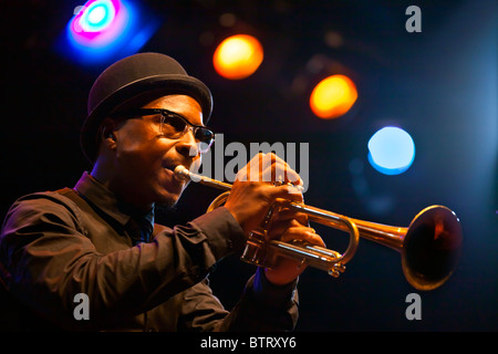 ROY HARGROVE on trumpet with the ROY HARGROVE BIG BAND - 2010 MONTEREY JAZZ FESTIVAL, CALIFORINA Stock Photo