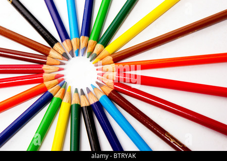 Pile of Colored Pencils for Art Projects Stock Photo
