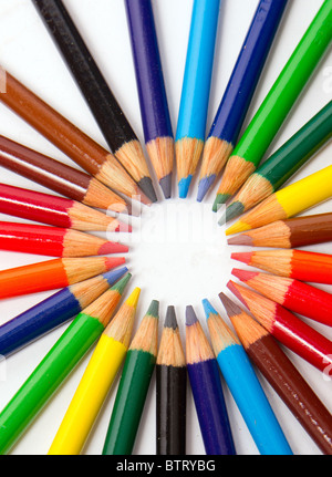 Pile of Colored Pencils for Art Projects Stock Photo