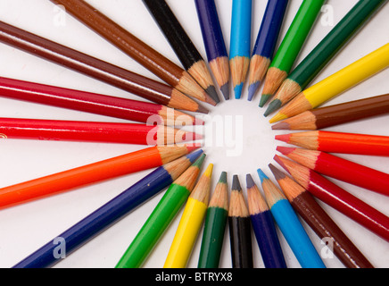 Pile of Colored Pencils for Art Projects Stock Photo