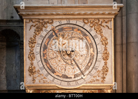 Astronomical clock, Cathedral Sint Jean Baptiste, Saint Jean district, Vieux Lyon district, France Stock Photo