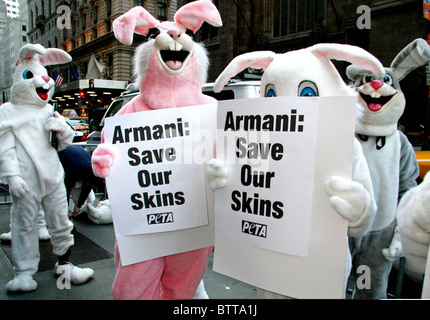 PETA Protests Use of Rabbit Fur at Armani Fifth Avenue Store Opening ...