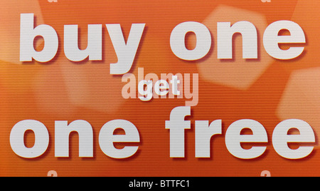 Buy one get one free sign Stock Photo