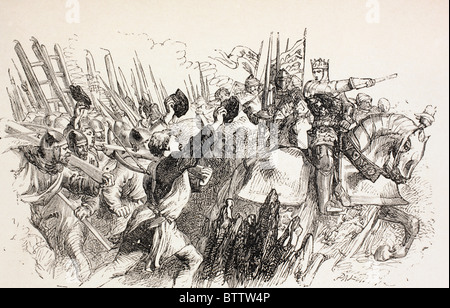 Illustration by Sir John Gilbert for King Henry V by William Shakespeare. King Henry's forces at the siege of Harfleur, France. Stock Photo