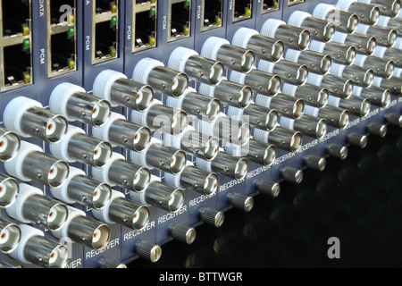 fiber optic video converter with BNC connectors Stock Photo